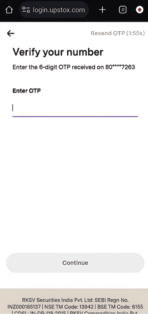 Enter "OTP" (One Time Password) Arrived on Your Given Mobile Number.