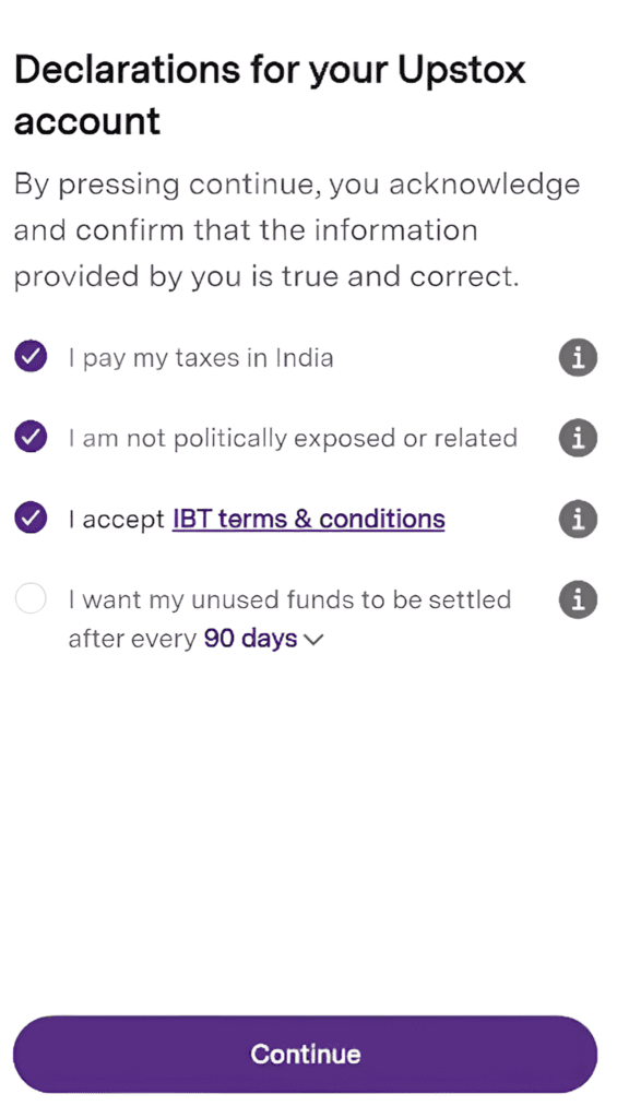 Declarations For Your Upstox Account.
