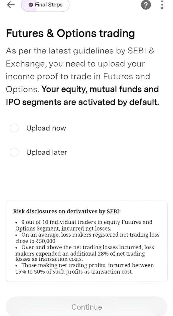 Future and Option Trading.