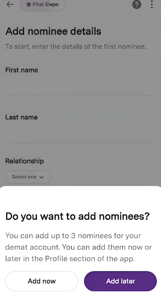 Do you want to add nominees? 