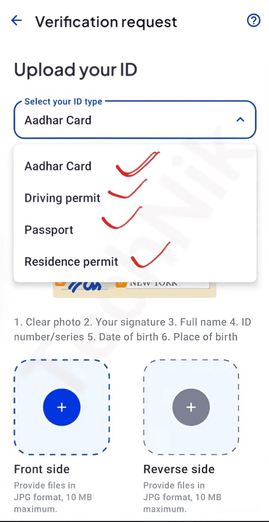 Step:-11 Upload Your ID.